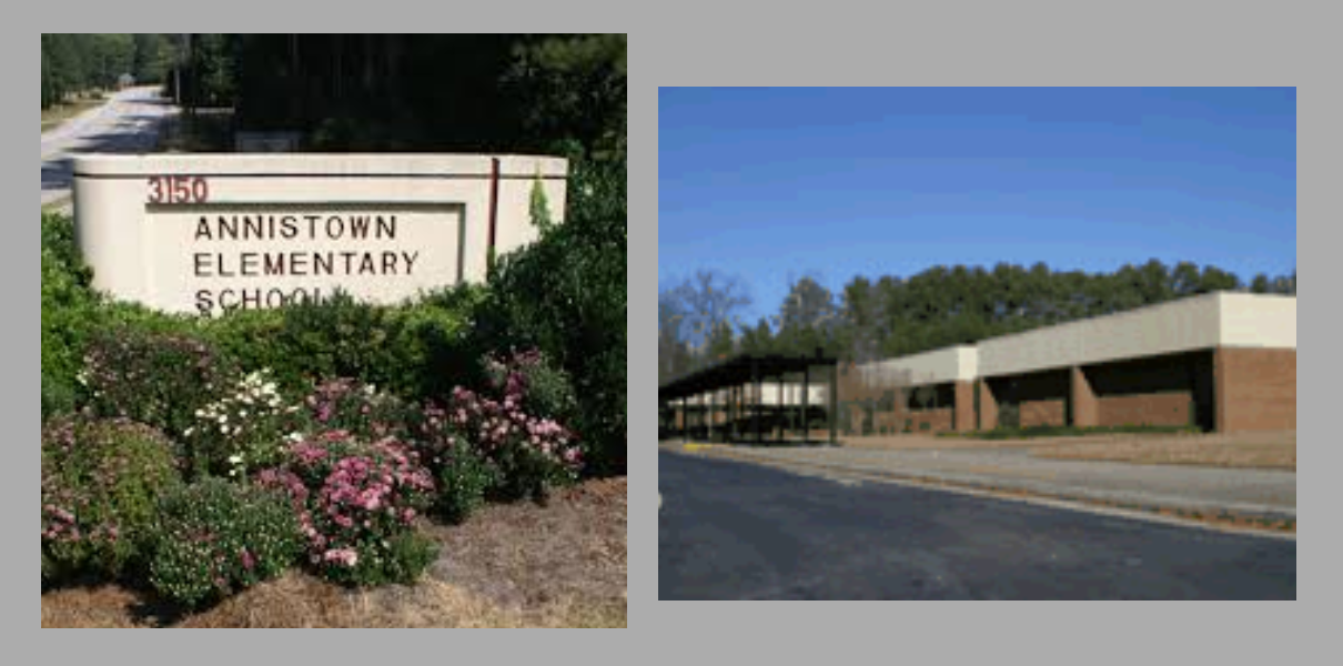 Annistown sign and front of building